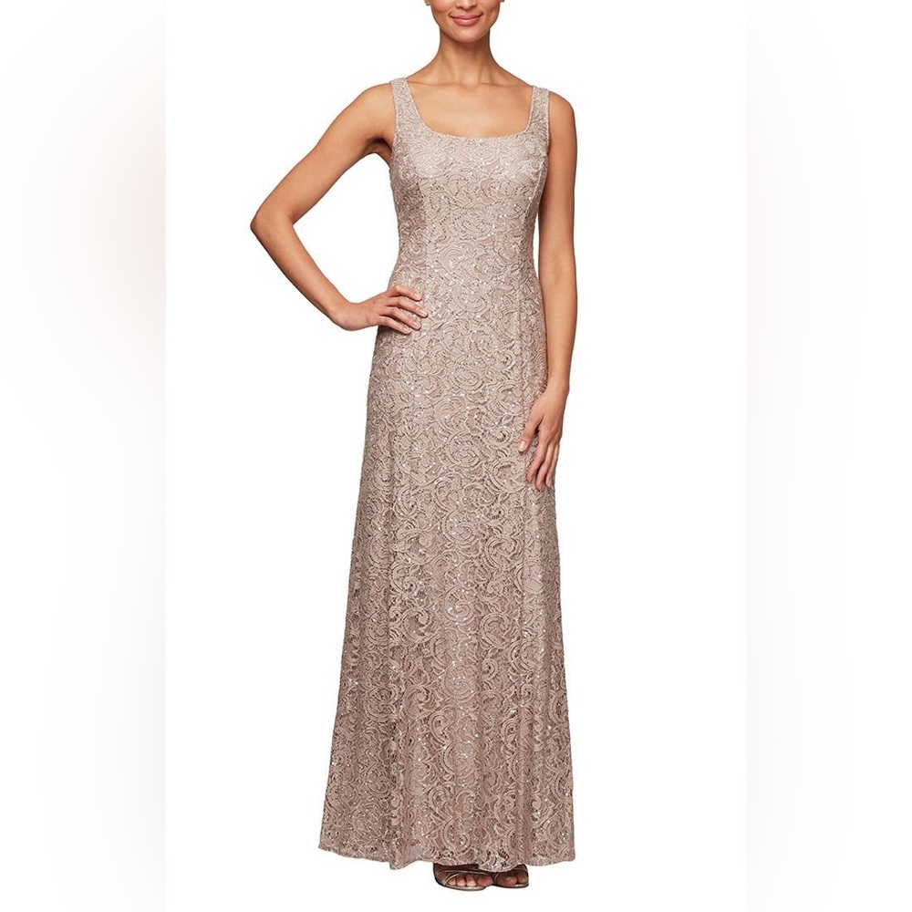 Alex Evenings Sequin Lace Jacket Formal Gown - Picture 2 of 10